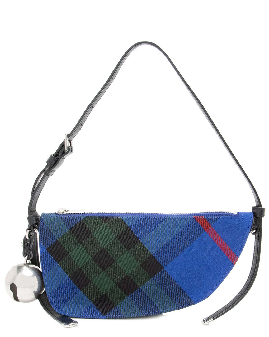 Burberry Blue Canvas Check Shield Mini Shoulder Bag