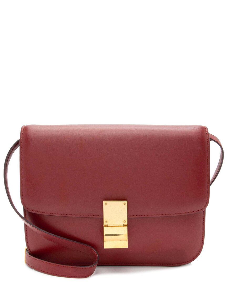 Celine Red Calfskin Classic Medium Box Bag (authentic Pre-loved)