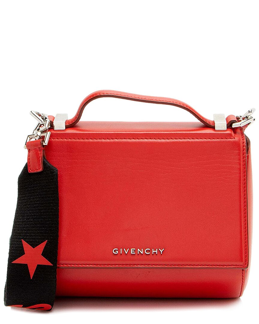 Givenchy Red Calfskin Pandora Box Logo Strap Mini Shoulder Bag (authentic Pre-  Loved)