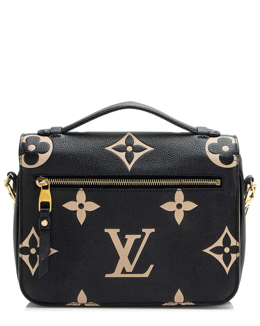 Pre-owned Louis Vuitton Black Giant Monogram Empreinte Bicolor Pochette Metis (authentic Pre-loved)