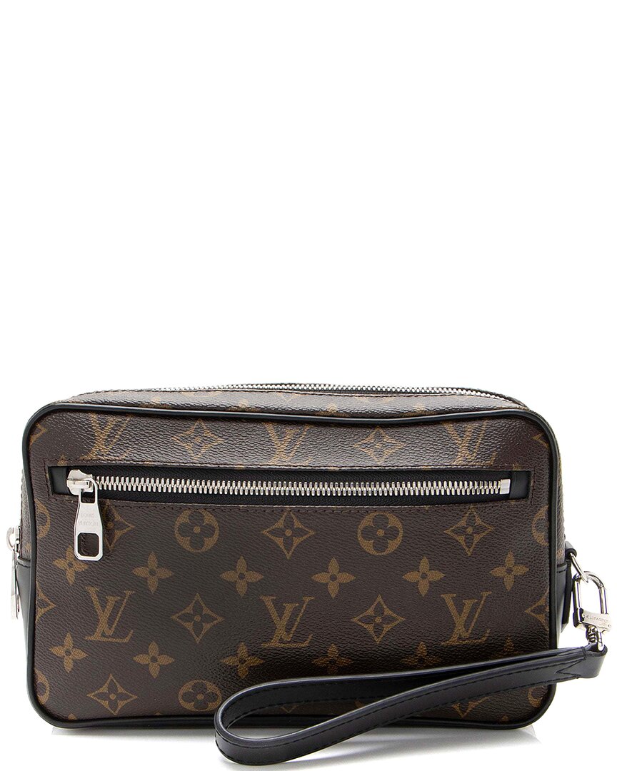 Pre-owned Louis Vuitton Black Leather Monogram Macassar Kasai Clutch (authentic Pre- Loved)