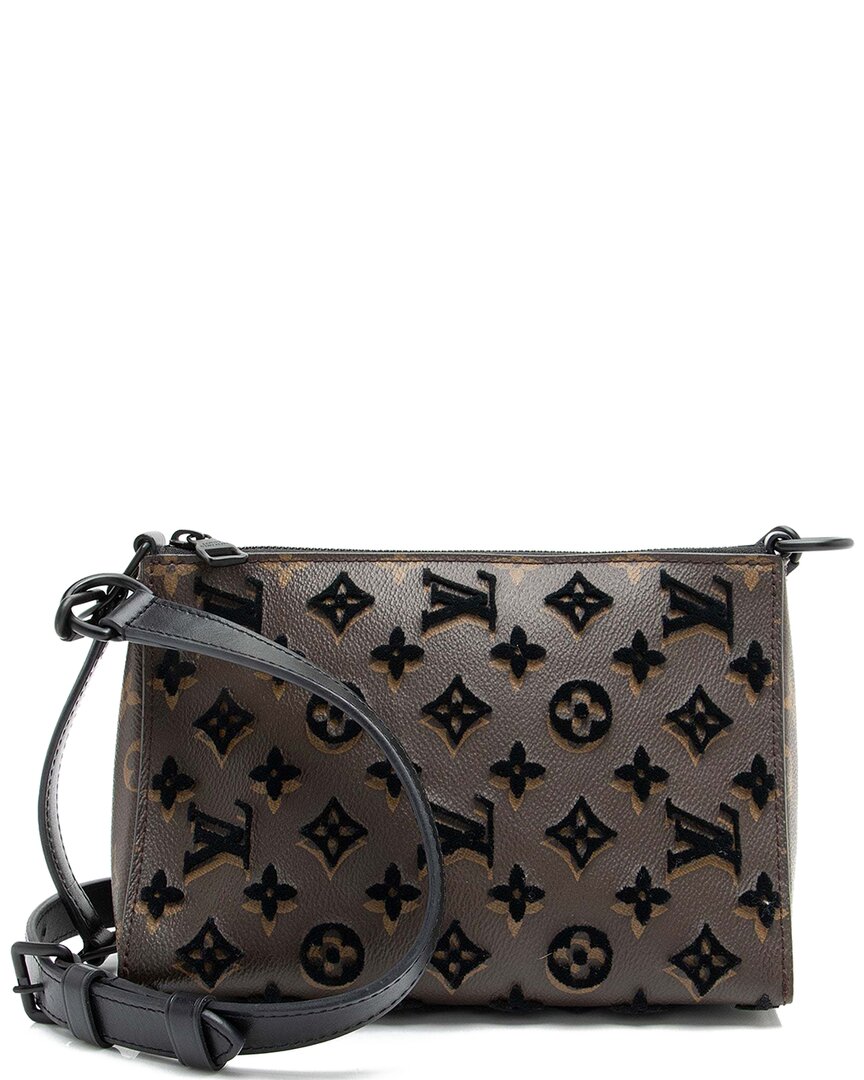 Pre-owned Louis Vuitton Black Leather Tuffetage Triangle Messenger (authentic Pre-loved)
