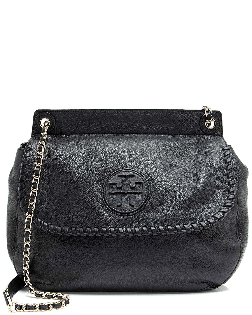 Tory Burch Black Leather Marion Saddle Bag (authentic Pre-loved)