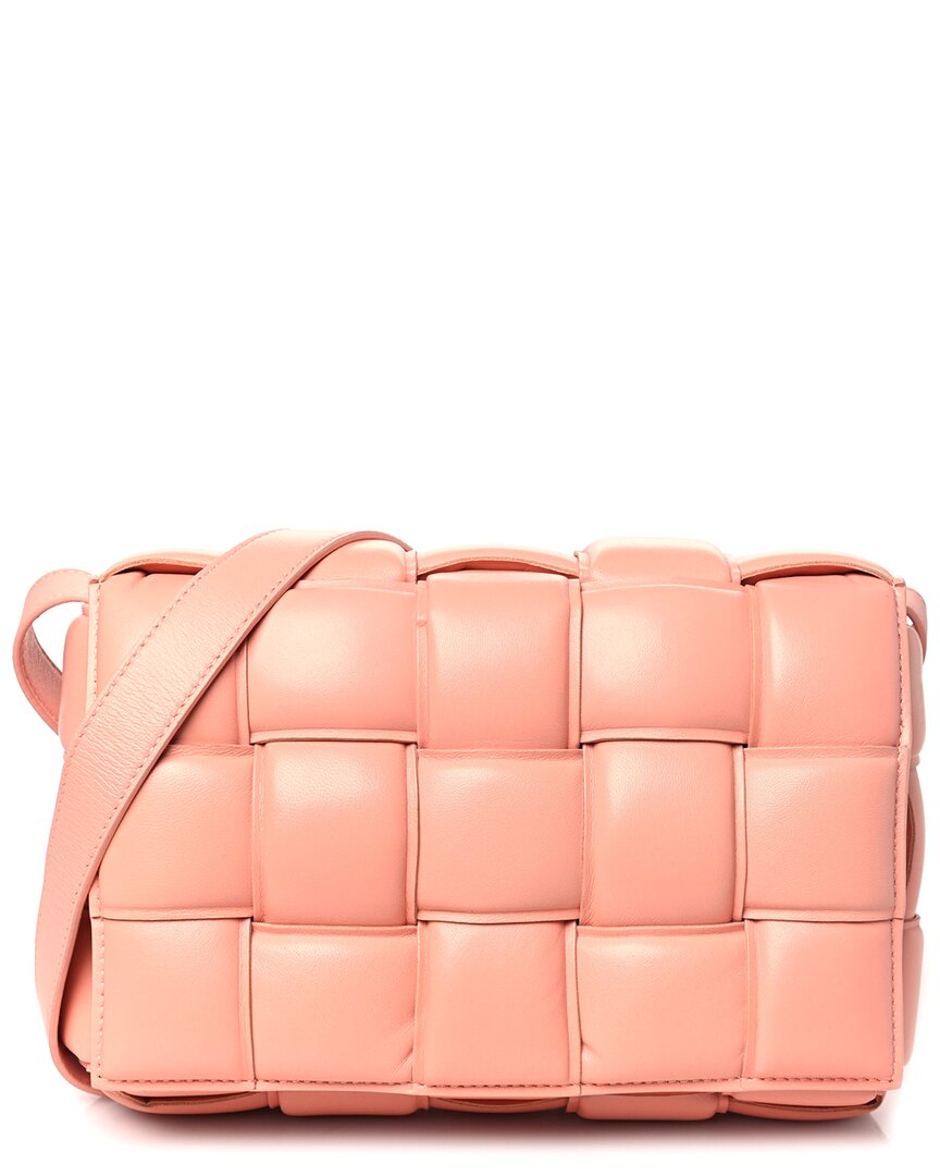 Bottega Veneta Peach Nappa Leather Maxi Padded Cassette Crossbody (authentic Pre-loved) In Pink
