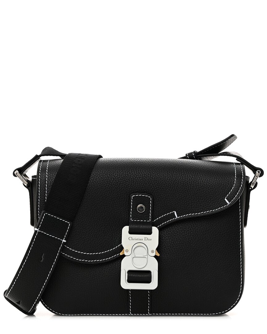 Dior Black Grained Calfskin Leather Saddle Belt Clutch Fard (authentic Pre- Loved)