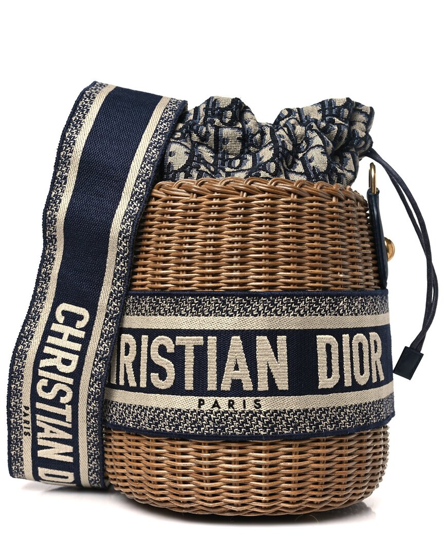 Dior Blue Oblique Canvas Drawstring Bucket Bag (authentic Pre-loved)