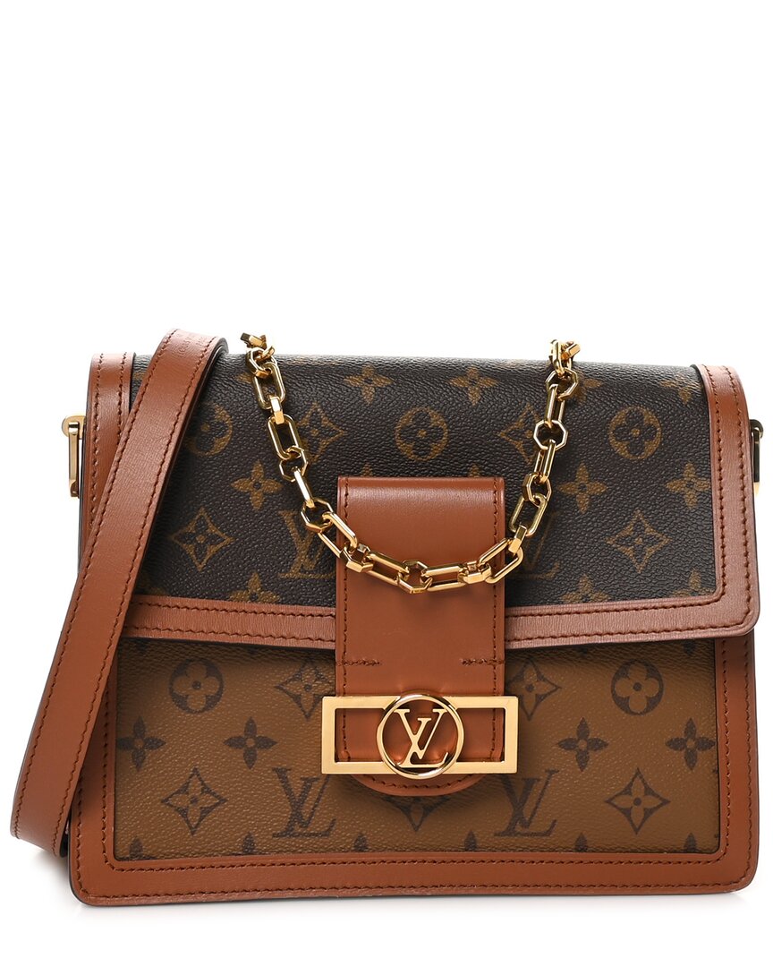 Pre-owned Louis Vuitton Brown Monogram Reverse Coated Canvas Dauphine Mm (authentic Pre-  Loved)