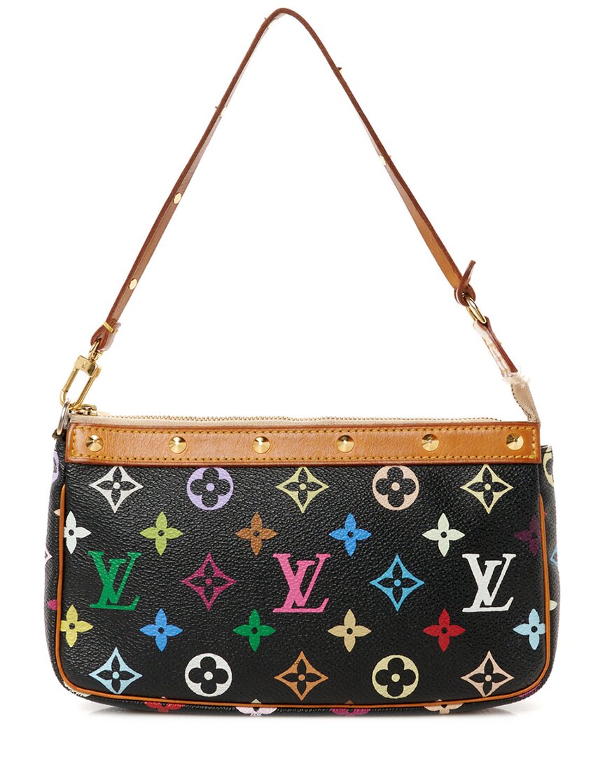 Pre-owned Louis Vuitton Black Monogram Multicolor Coated Canvas Pochette Accessoires (authentic Pre-loved)