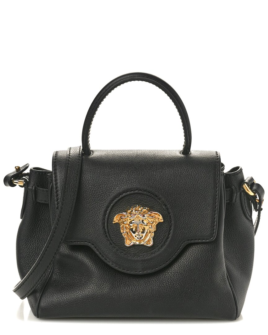 Versace Black Calfskin Leather Small La Medusa Top Handle Handbag (authentic  Pre-loved) In Black