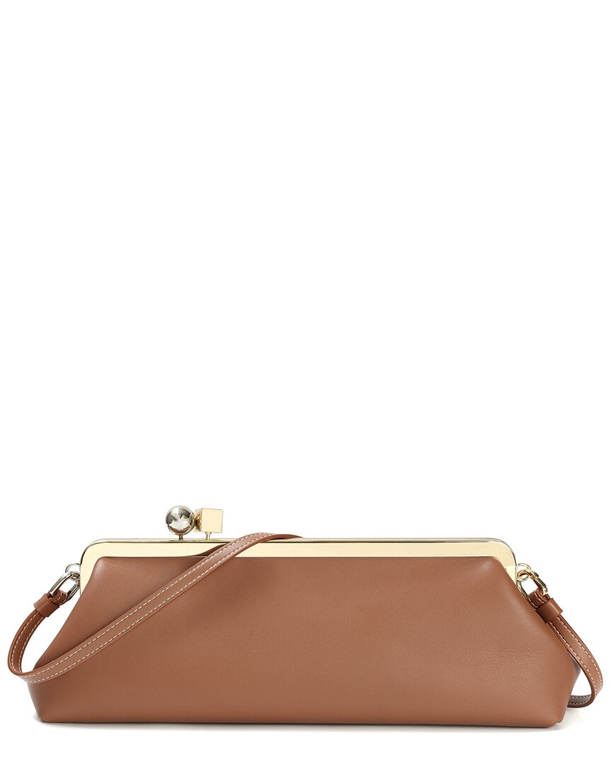 Tiffany & Fred Paris Frame Leather Clutch In Brown