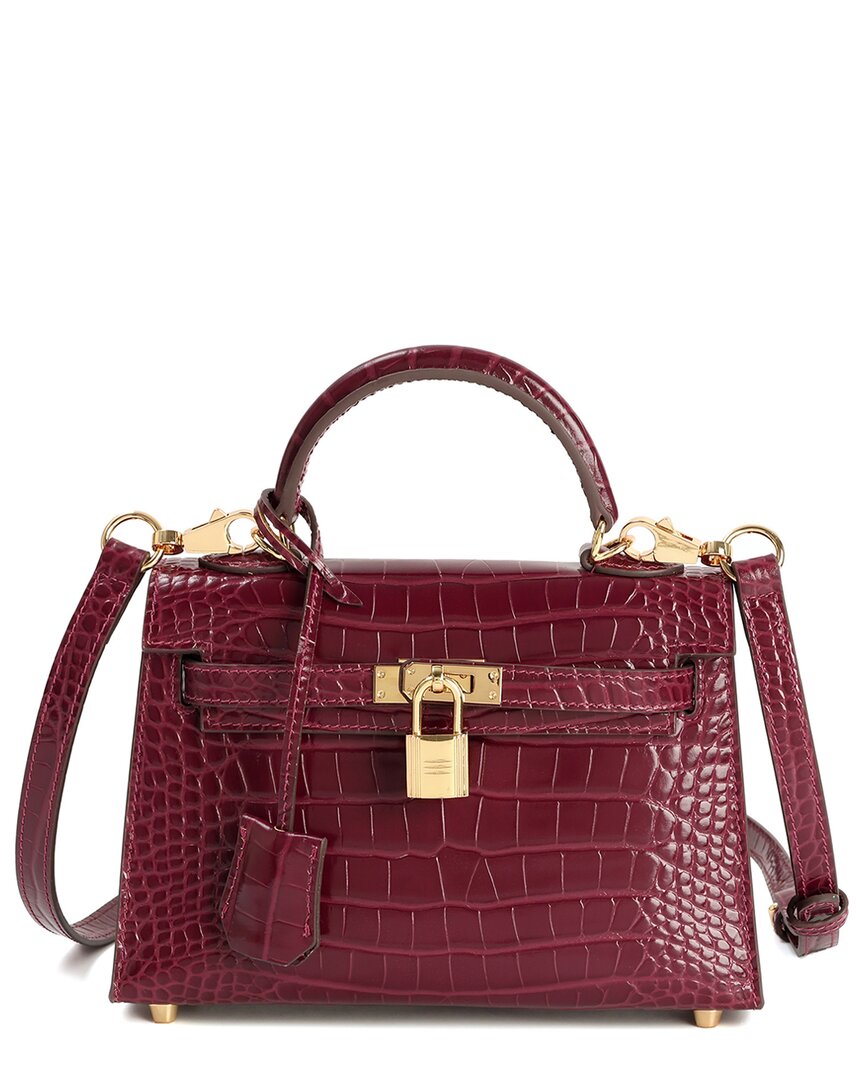 Tiffany & Fred Paris Alligator-embossed Leather Crossbody In Red
