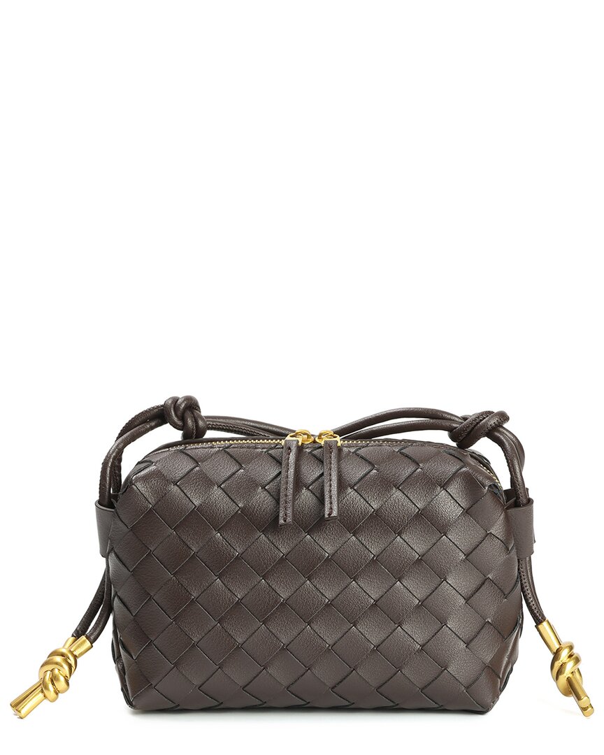 Tiffany & Fred Paris Hand-woven Leather Crossbody In Brown
