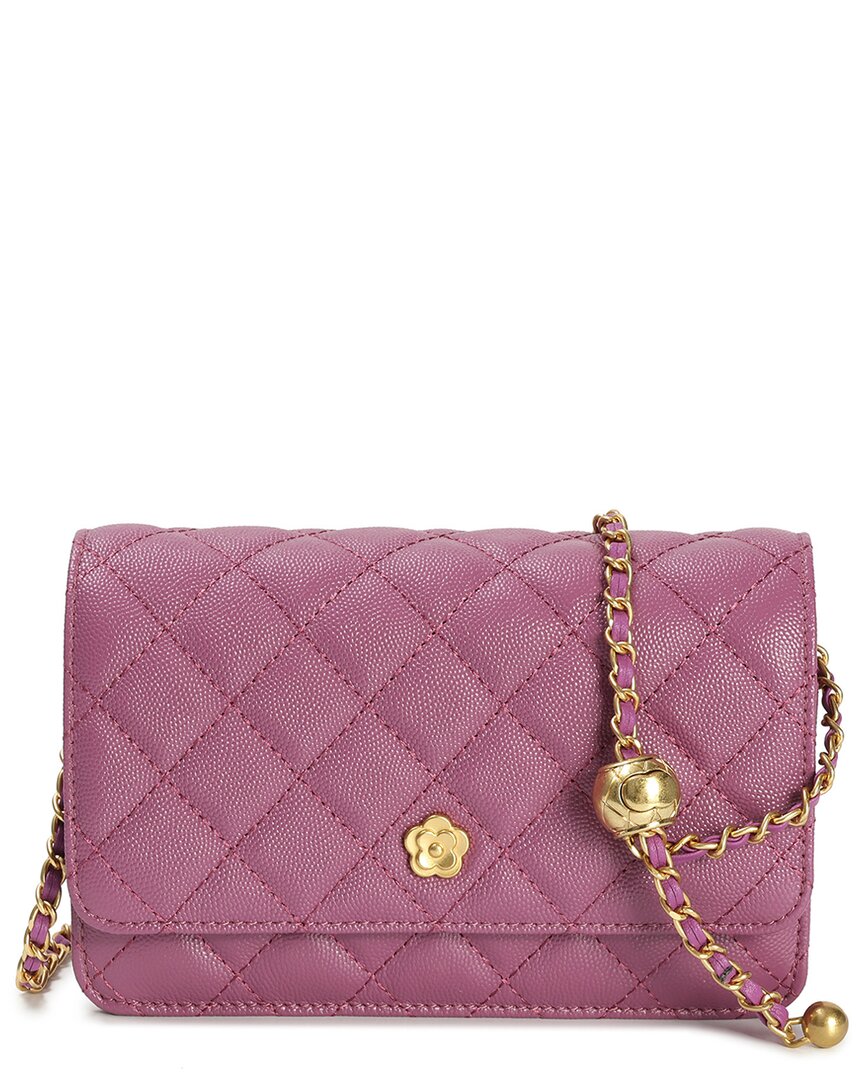 Tiffany & Fred Paris Quilted Leather Crossbody In Pink