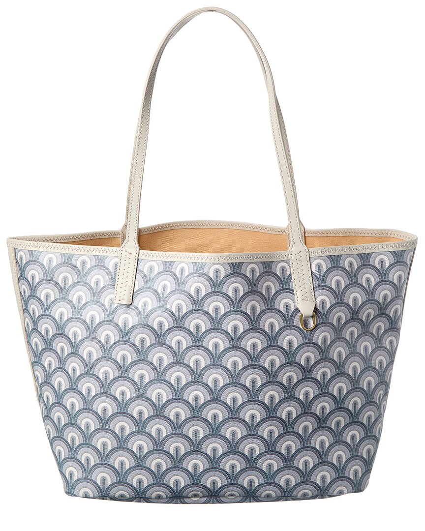 Hobo All That Monogram Coated Canvas Tote In Blue
