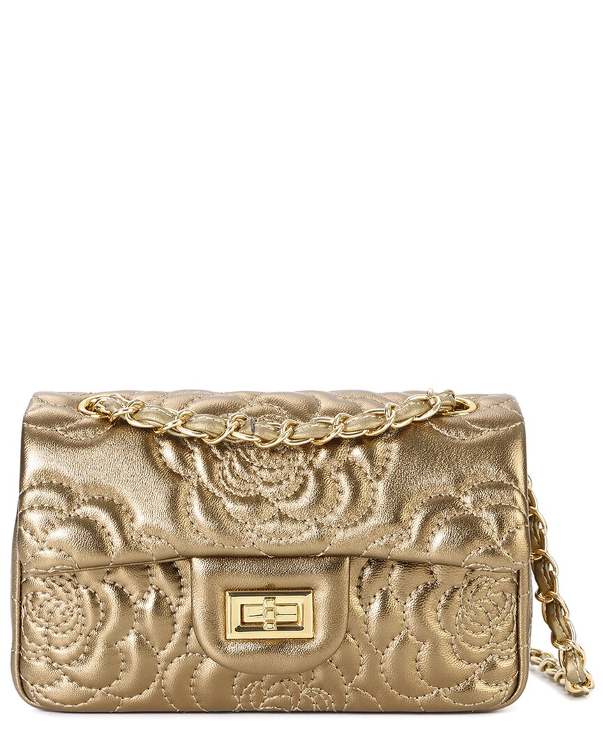 Tiffany & Fred Paris Quilted Leather Crossbody In Gold