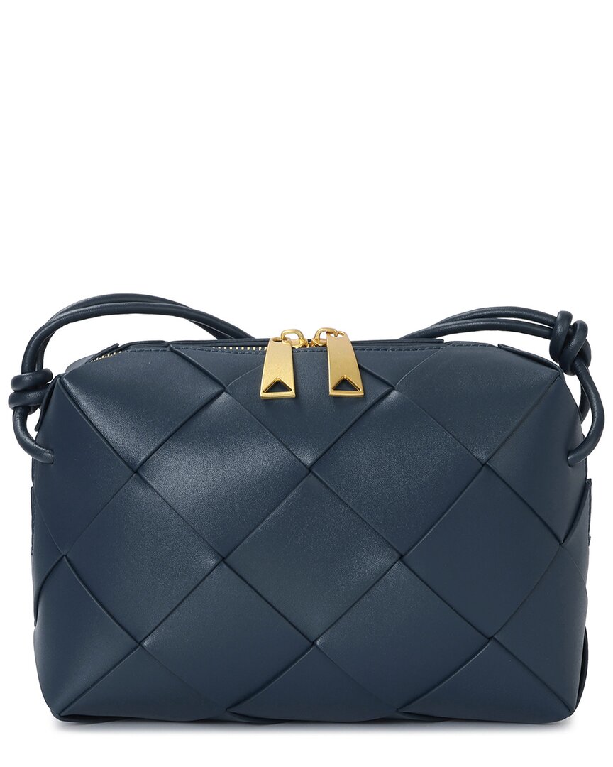 Tiffany & Fred Paris Woven Leather Top Handle Crossbody In Blue