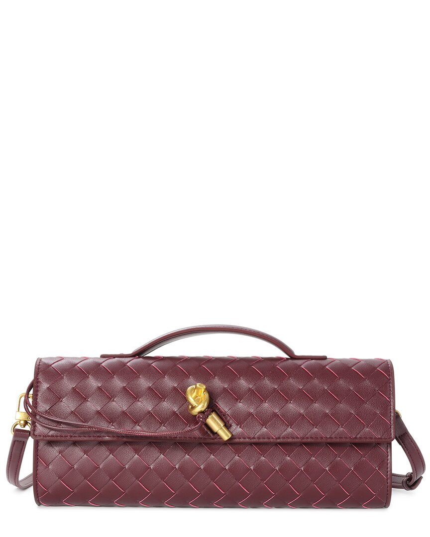 Tiffany & Fred Paris Woven Leather Clutch In Gold