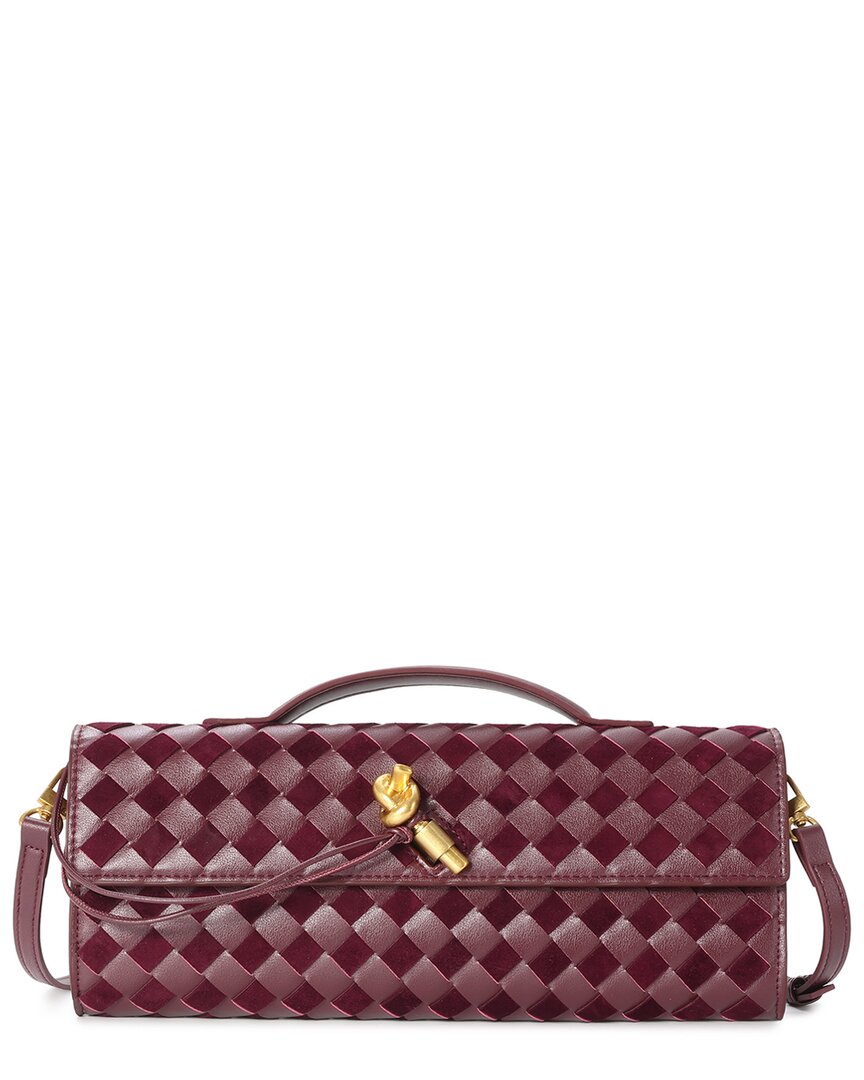 Tiffany & Fred Paris Suede & Leather Clutch In Red