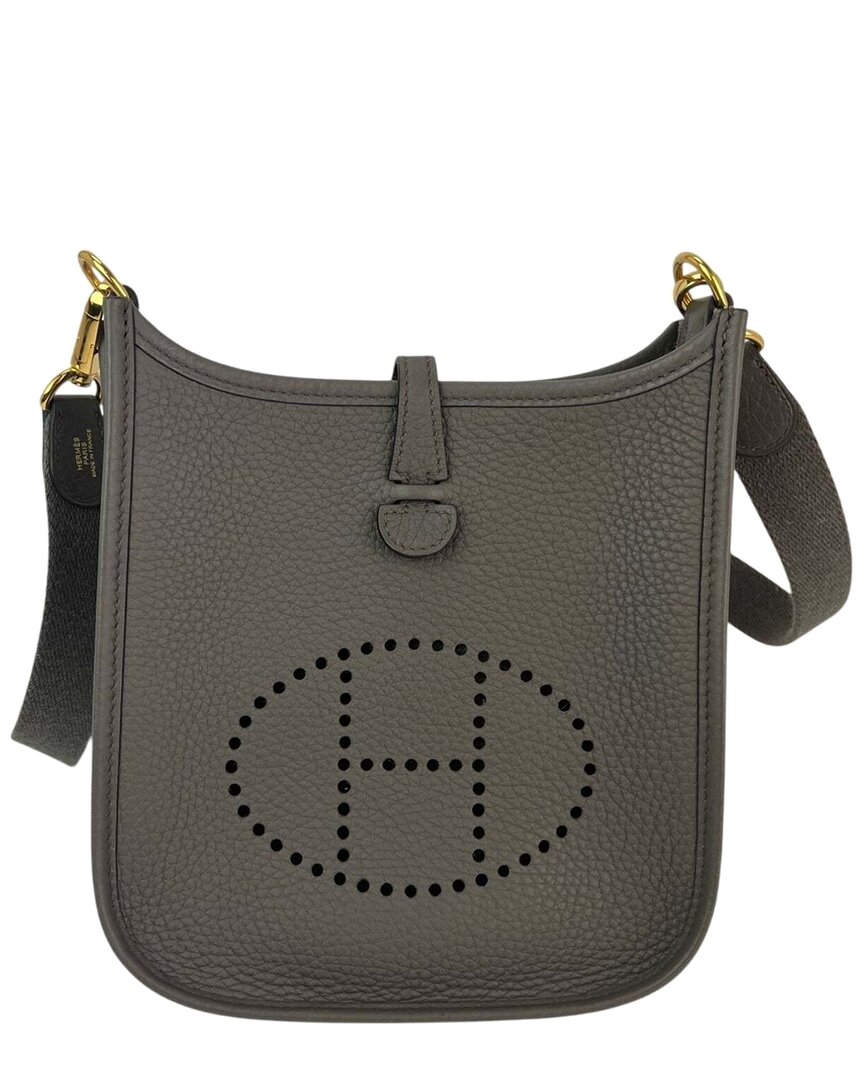 Pre-owned Hermes Hermès Grey Taurillon Clemence Evelyne Tpm Etoupe Crossbody (authentic Pre-  Loved)