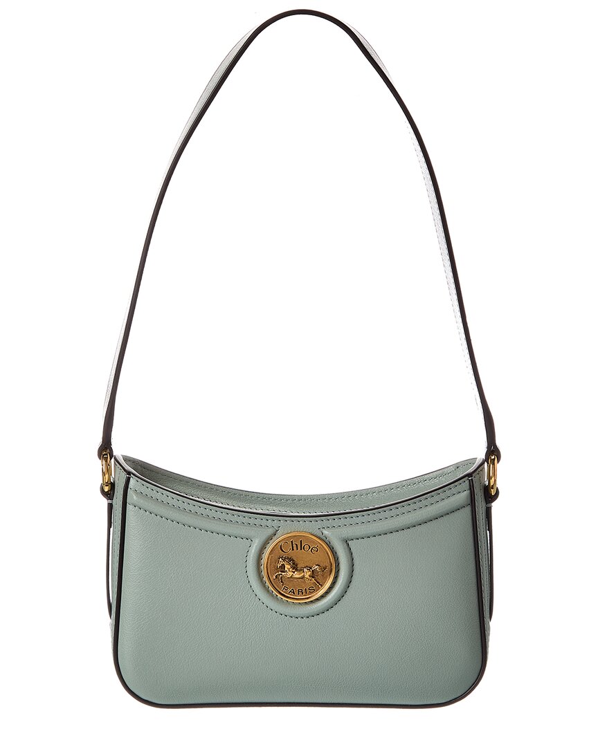 Chloé Horse Medal Leather Shoulder Bag In Green