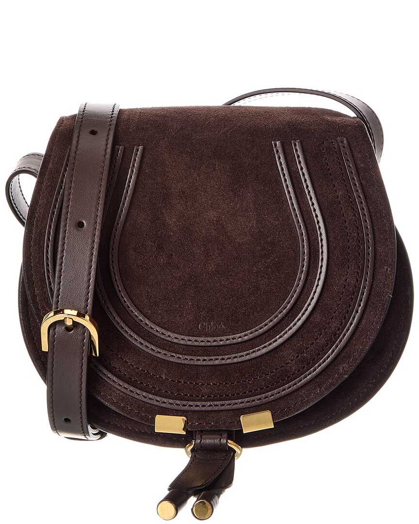 Chloé Chloe Marcie Small Suede Saddle Bag In Brown