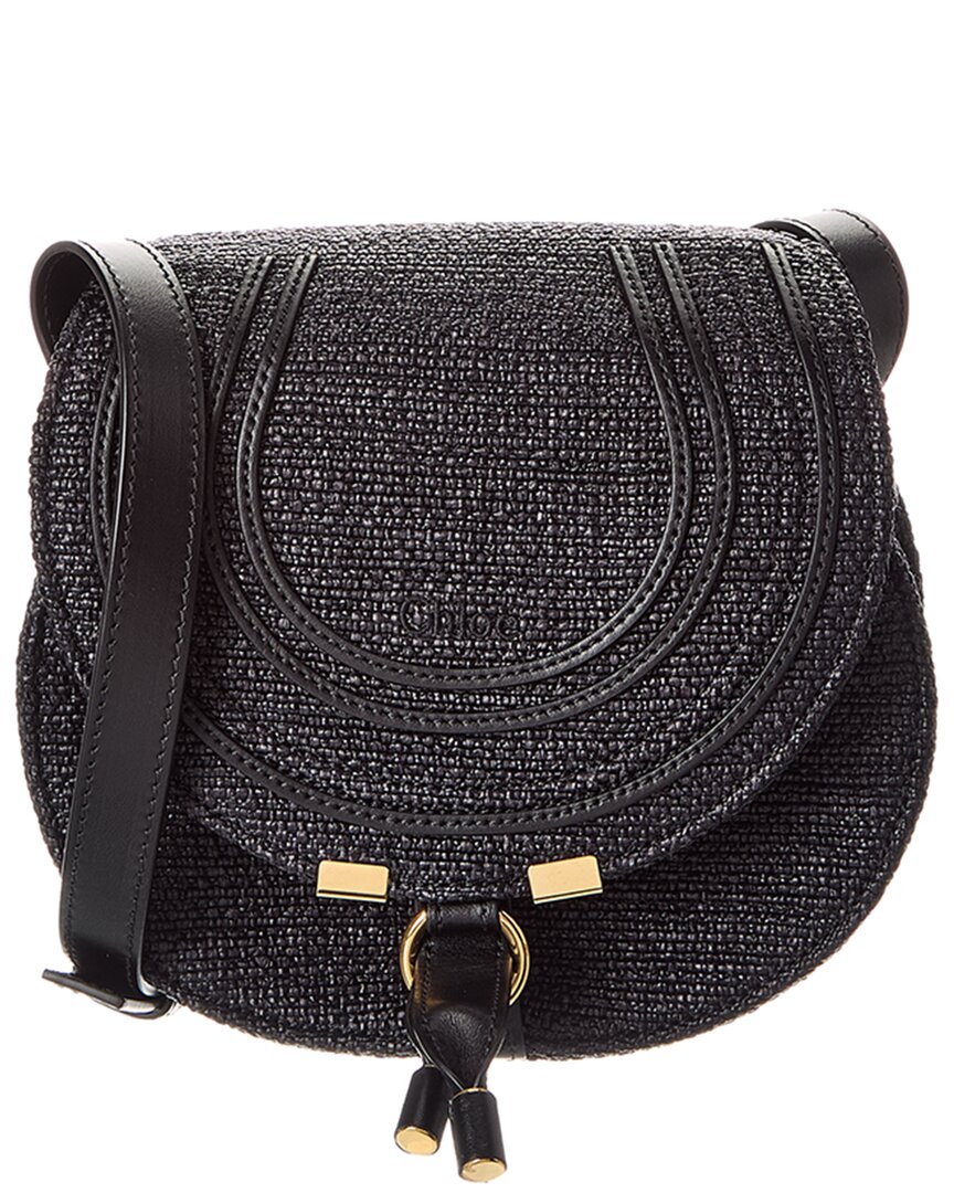 Chloé Marcie Leather-Trim Saddle Bag Women's Black | eBay
