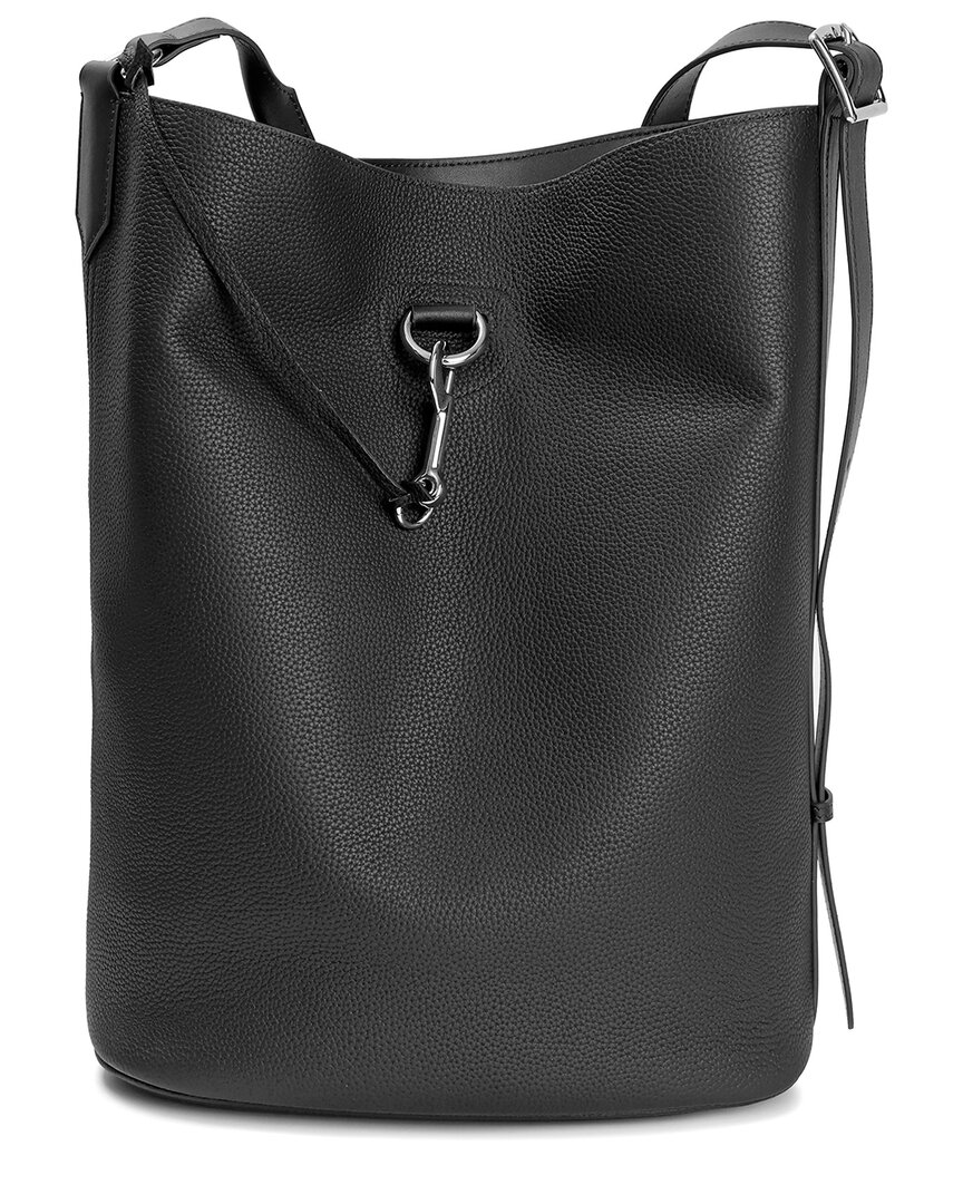 Tiffany & Fred Paris Pebbled Leather Bucket Tote In Black