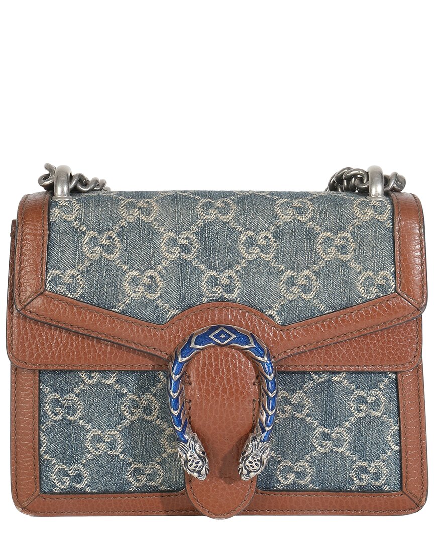 Gucci Blue & Brown Leather & Denim Enamel Mini Dionysus Bag (authentic Pre-loved)