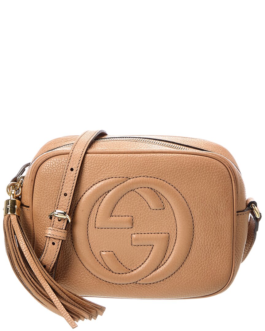 とん Gucci Camelia Pebbled Calfskin Leather Small Soho Disco Bag