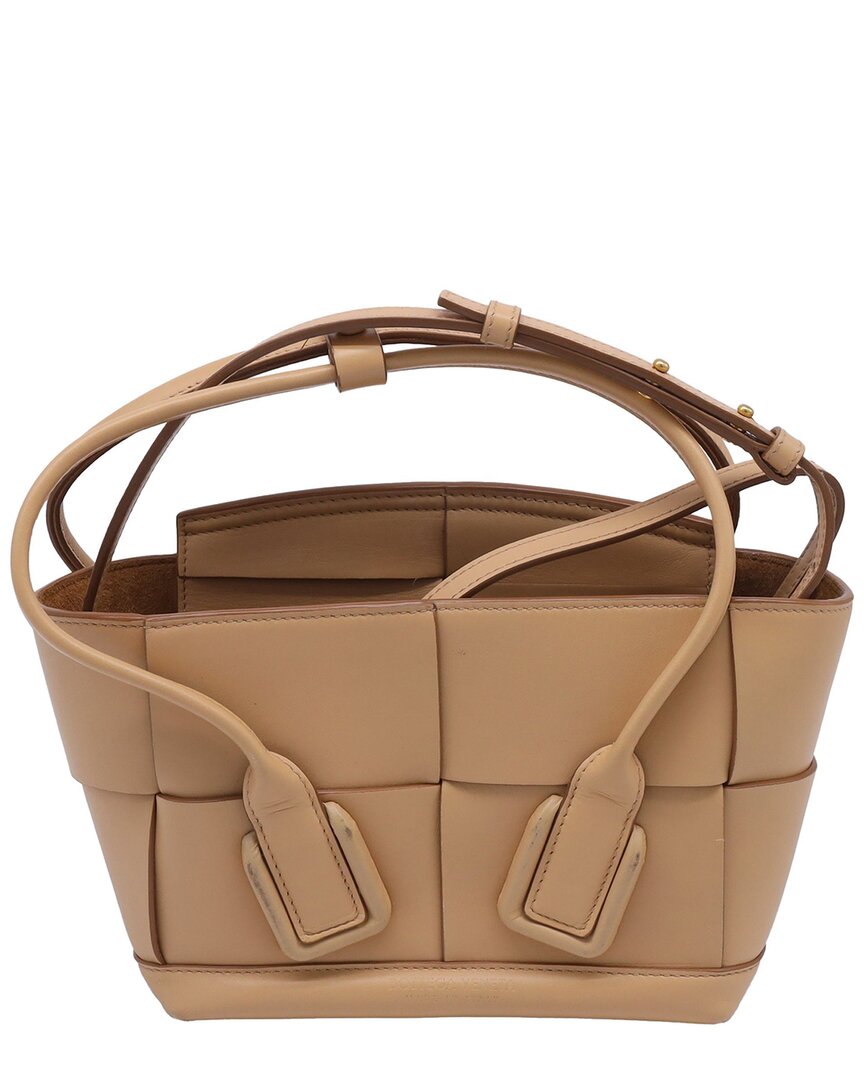 Bottega Veneta Brown Calfskin Leather Mini Arco Handbag (authentic Pre-loved) In Brown