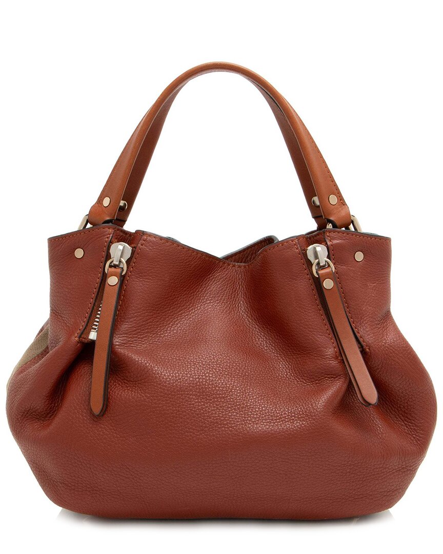 Burberry Brown Leather House Check Maidstone Small Shoulder Bag (authentic Pre-loved) In Brown