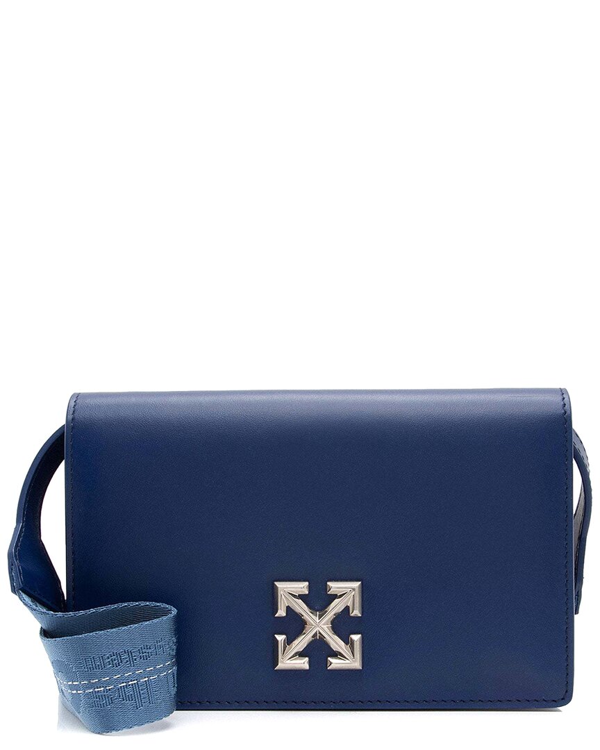 Off-white ™ Blue Leather Jitney 0.5 Flap Bag (authentic Pre-loved)