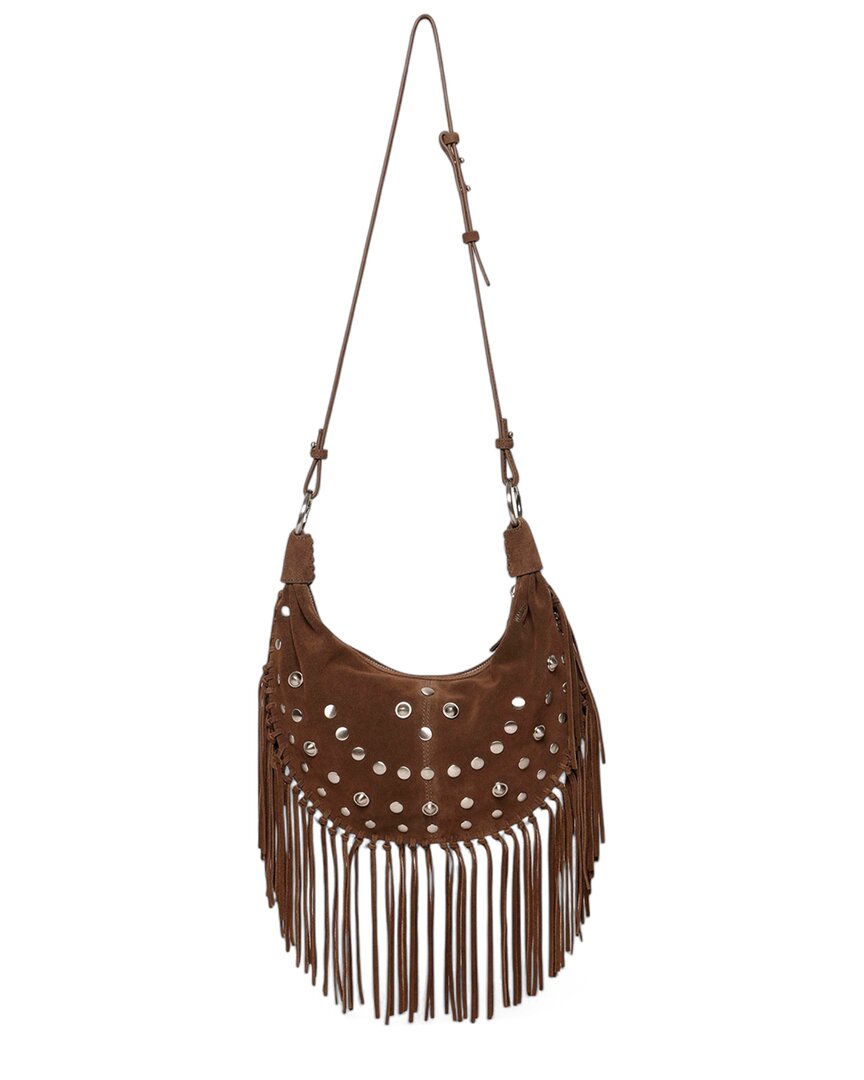 Walter Baker Willow Fringe Mini Suede Hobo Bag In Brown