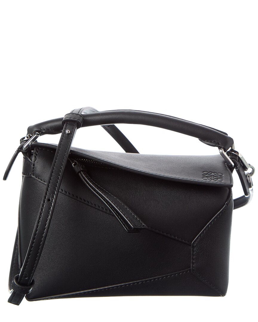 Loewe Puzzle Edge Mini Leather Shoulder Bag In Black