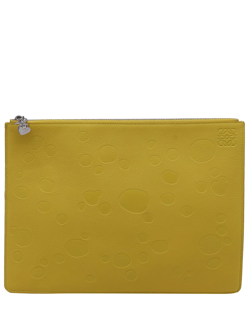 Loewe Yellow Leather Cheese Detail Pouch (authentic Pre-loved)