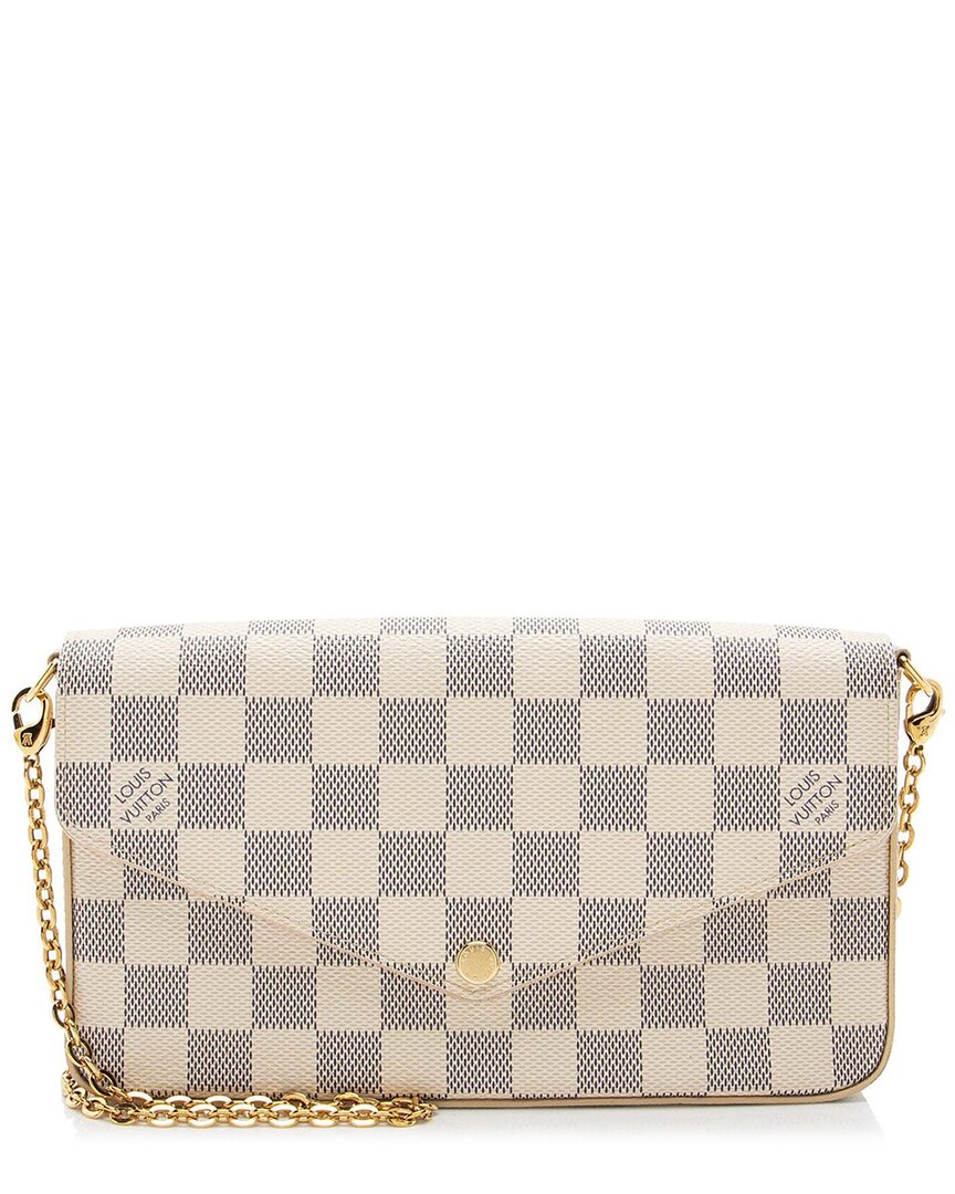 Pre-owned Louis Vuitton White Damier Azur Felicie Pochette (authentic Pre-loved)