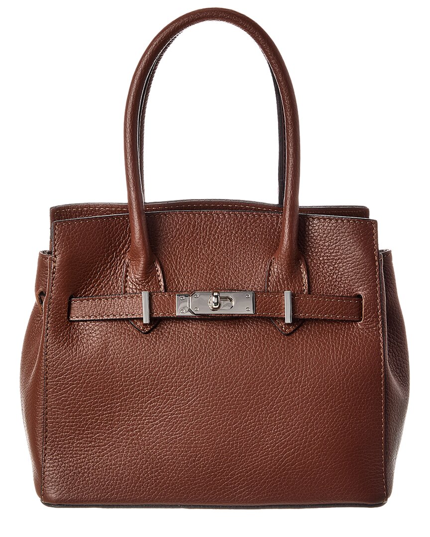 Italian Leather Top Handle Satchel In Brown