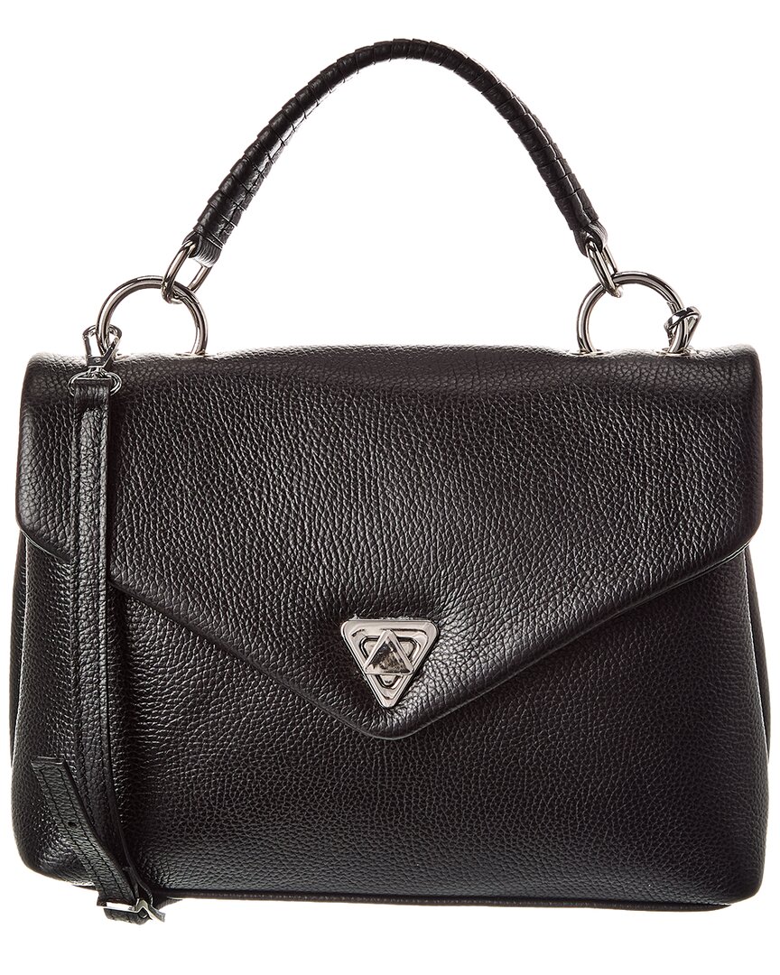 Italian Leather Top Handle Satchel In Black