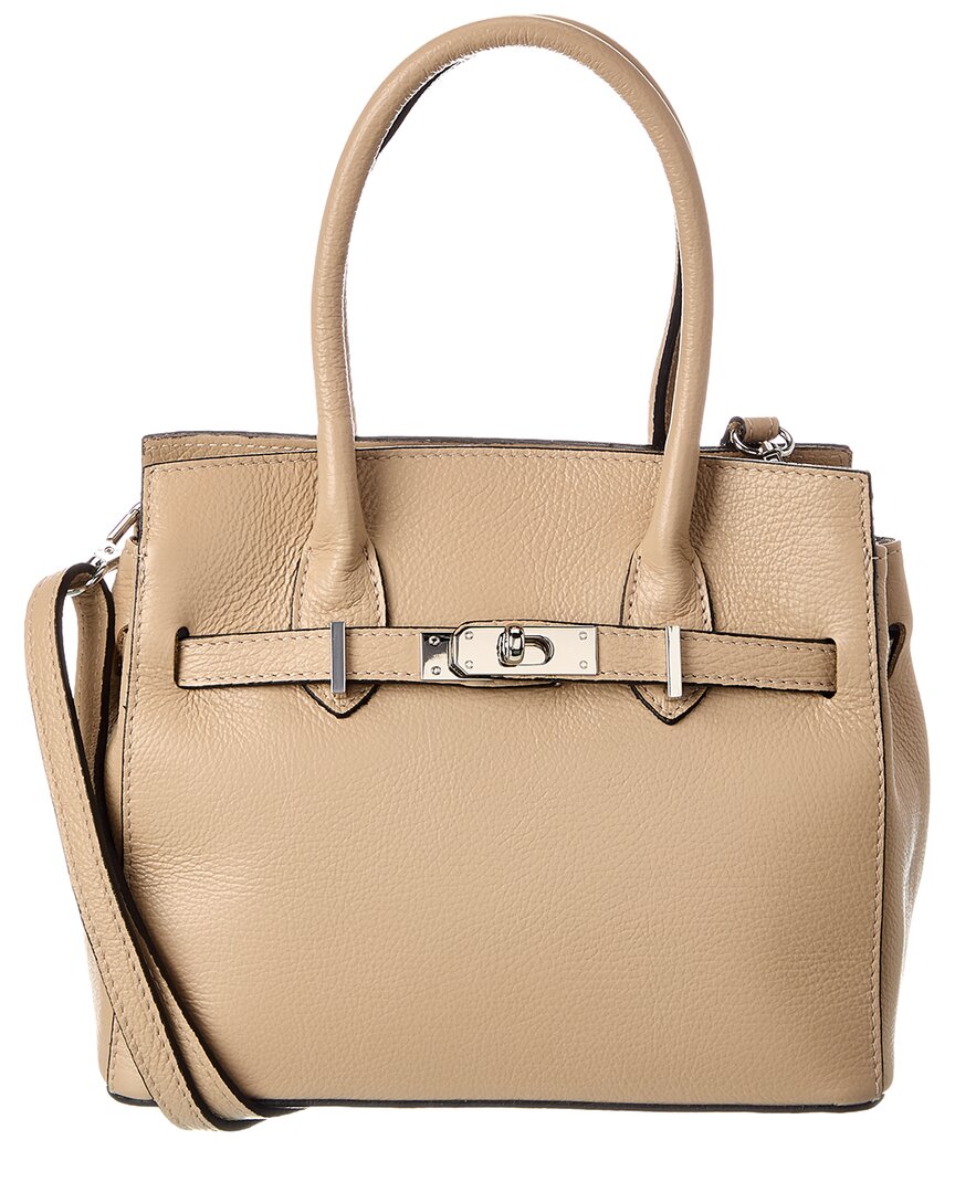 Italian Leather Top Handle Satchel In Brown