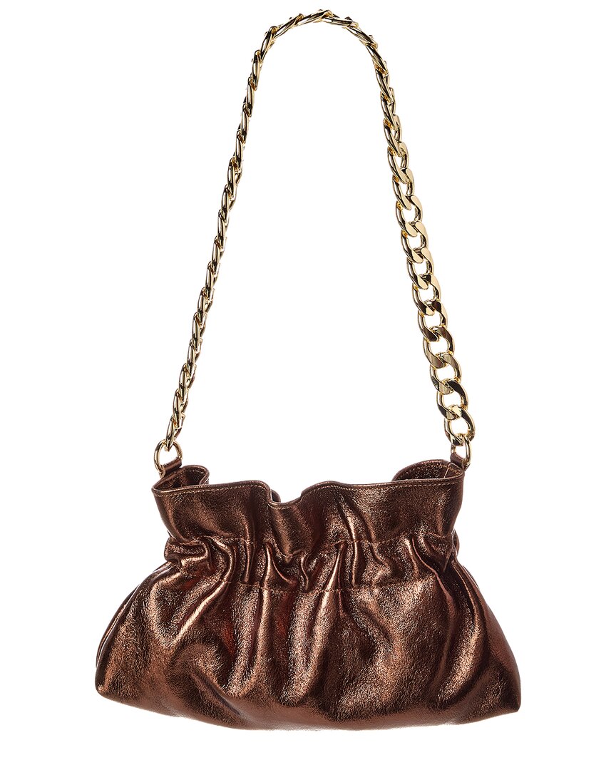 Italian Leather Pouchette Shoulder Bag In Gold
