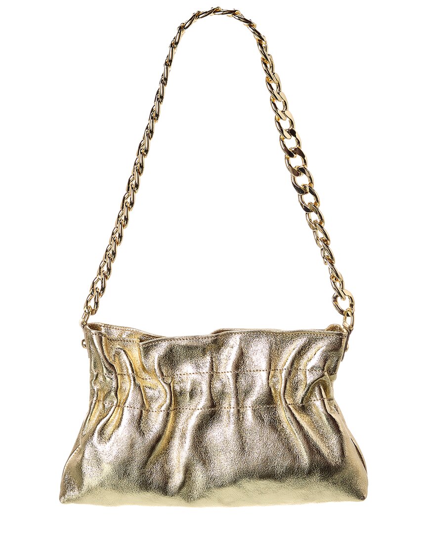 Italian Leather Pouchette Shoulder Bag In Gold