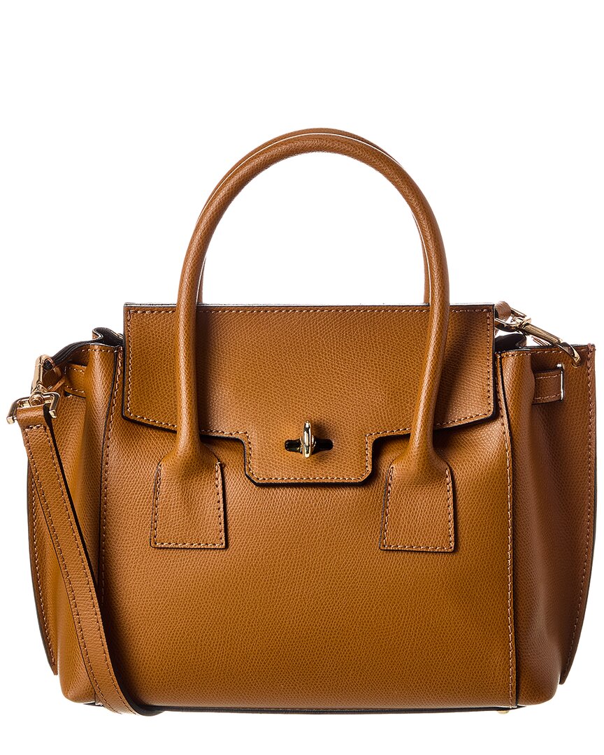Italian Leather Top Handle Leather Satchel In Brown