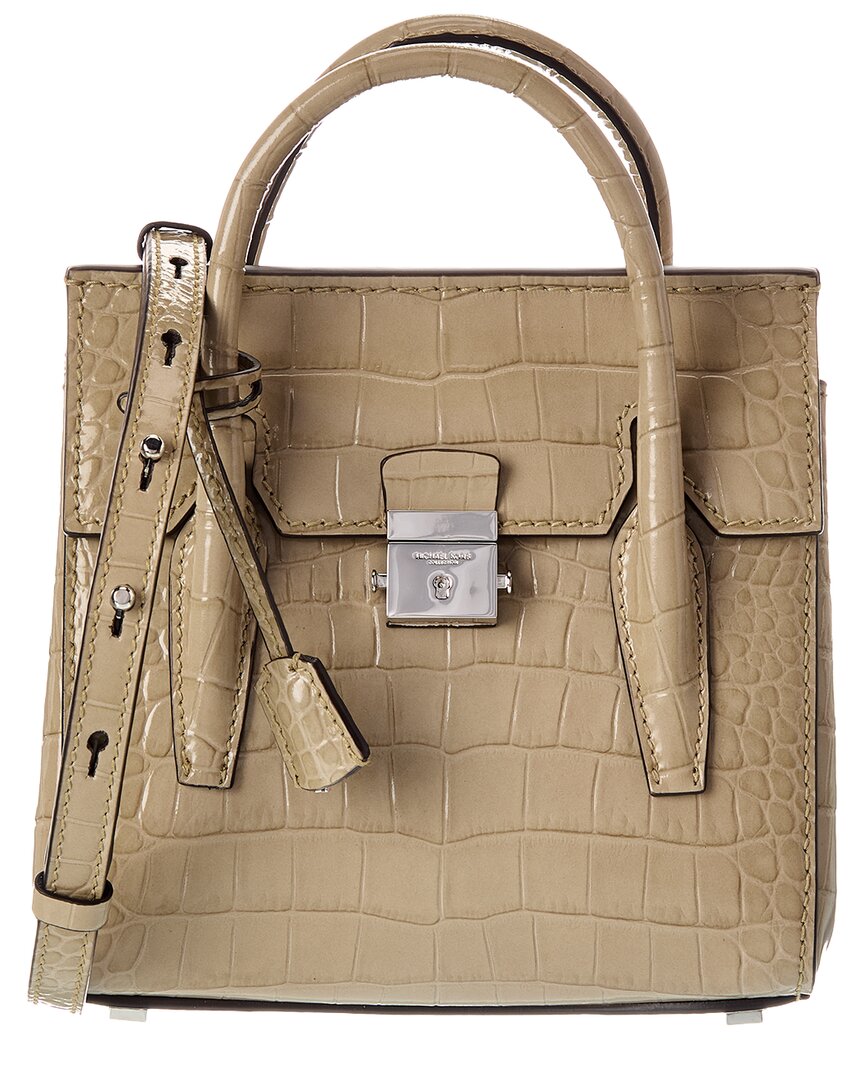 Michael Kors Collection Campbell Mini Croc-embossed Leather Satchel In Brown