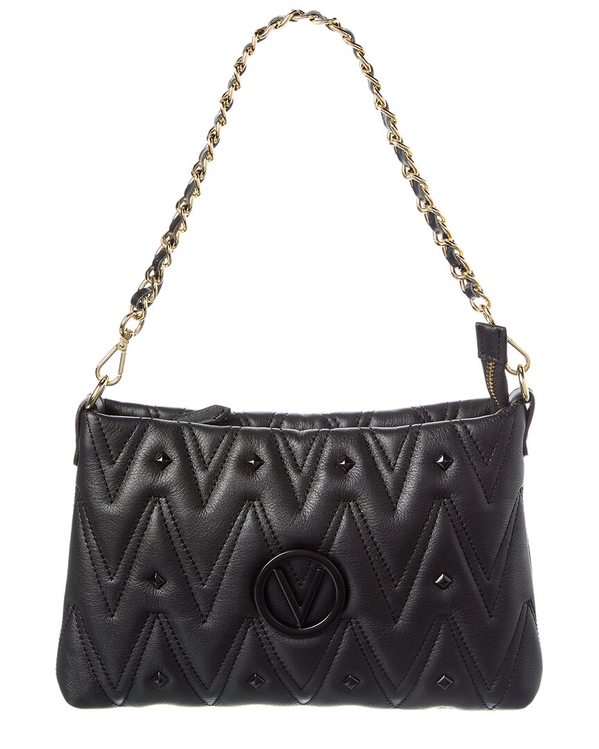Valentino By Mario Valentino Vanille Diamond Leather Shoulder Bag In Black