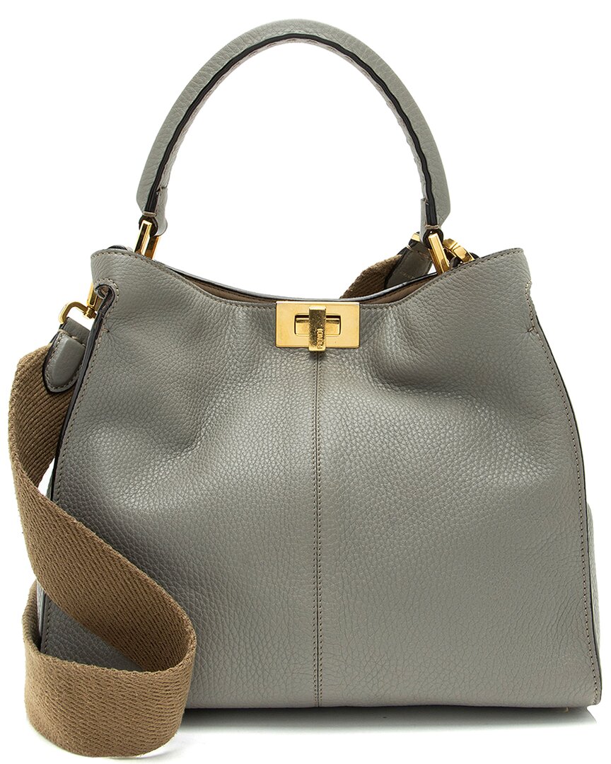 Fendi Grey Leather & Nylon Peekaboo X Lite Medium Satchel (authentic Pre- Loved)