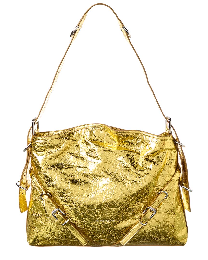 Givenchy Voyou Medium Leather Shoulder Bag In Gold