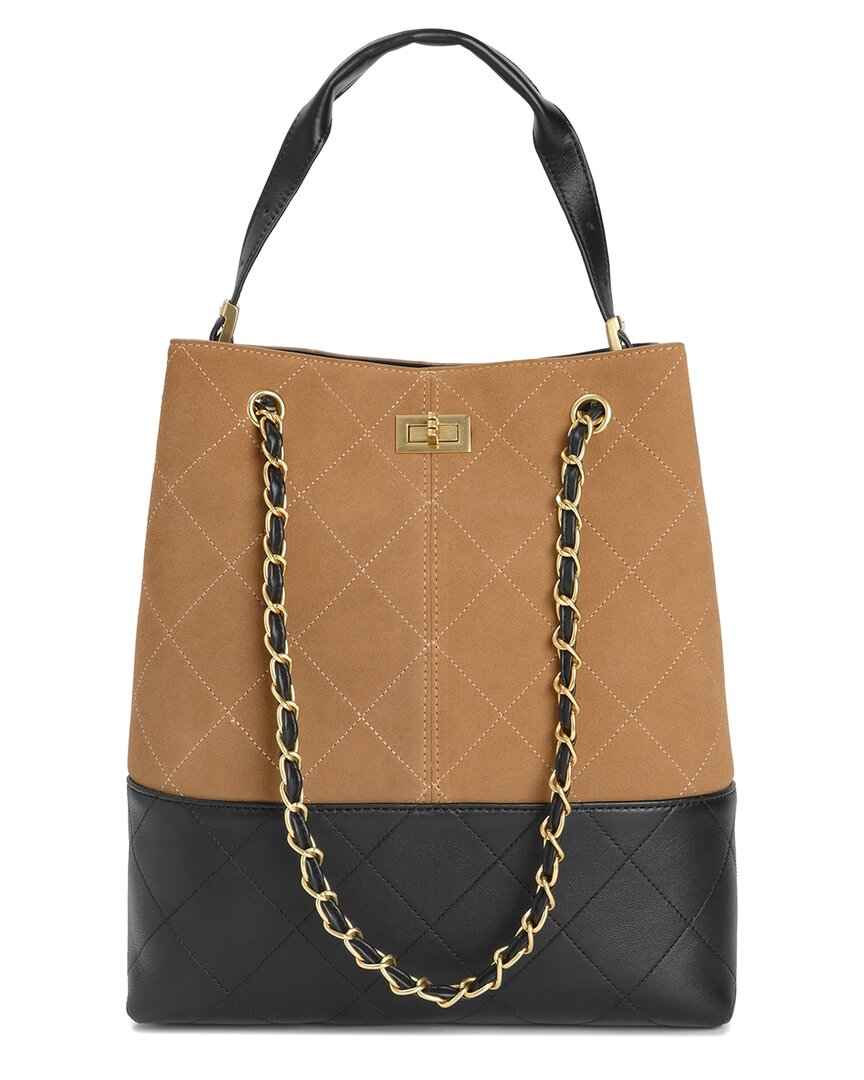 Tiffany & Fred Paris Suede & Leather Bucket Tote In Brown