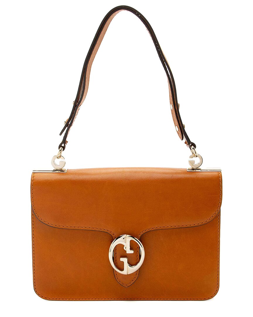 Gucci Brown Leather 1973 Flap Medium Shoulder Bag (authentic Pre-loved)