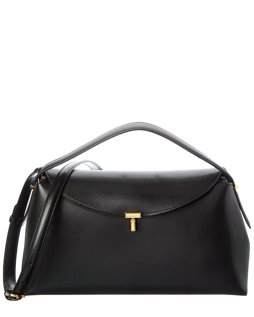 Totême Toteme T-lock Leather Shoulder Bag In Black