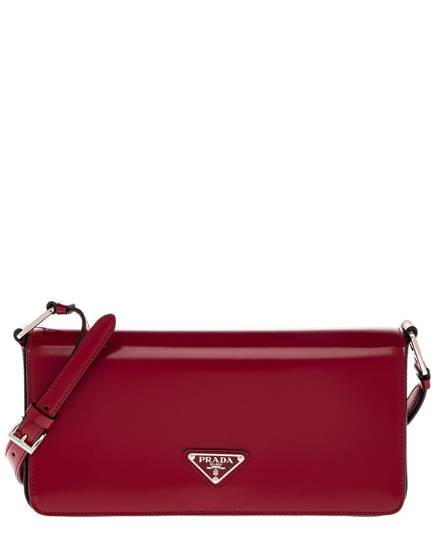Prada Red brushed leather shoulder bag